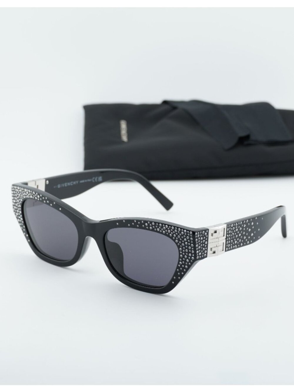 Givenchy GV4019IS 01A Cat Eye Sunglasses - Black with Stones / Grey